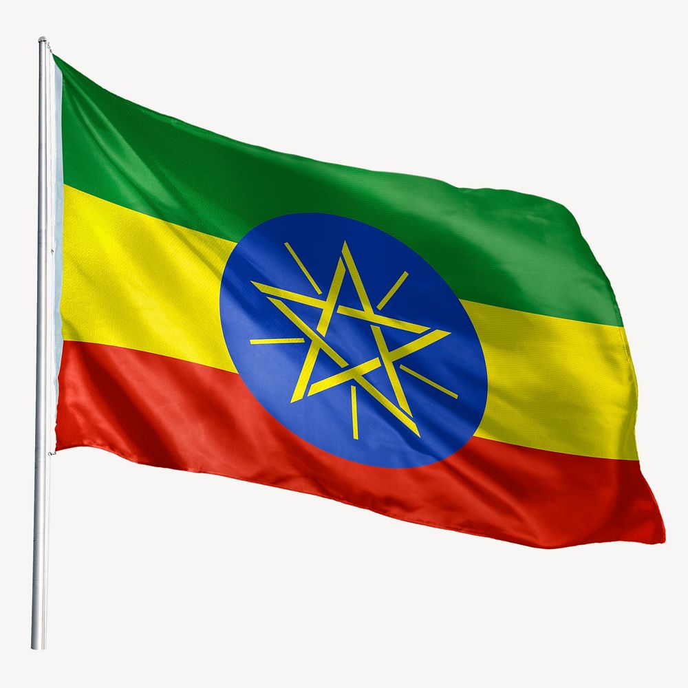 Waving Ethiopia flag, national symbol graphic