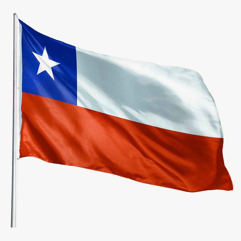 Waving Chile flag, national symbol graphic