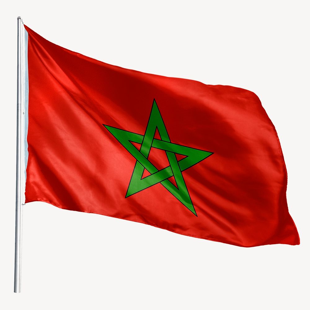 Waving Morocco flag, national symbol graphic
