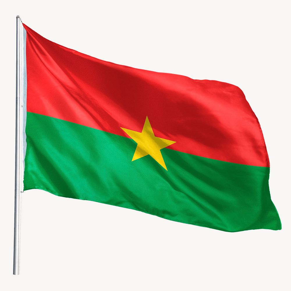 Waving Burkina Faso flag, national symbol graphic