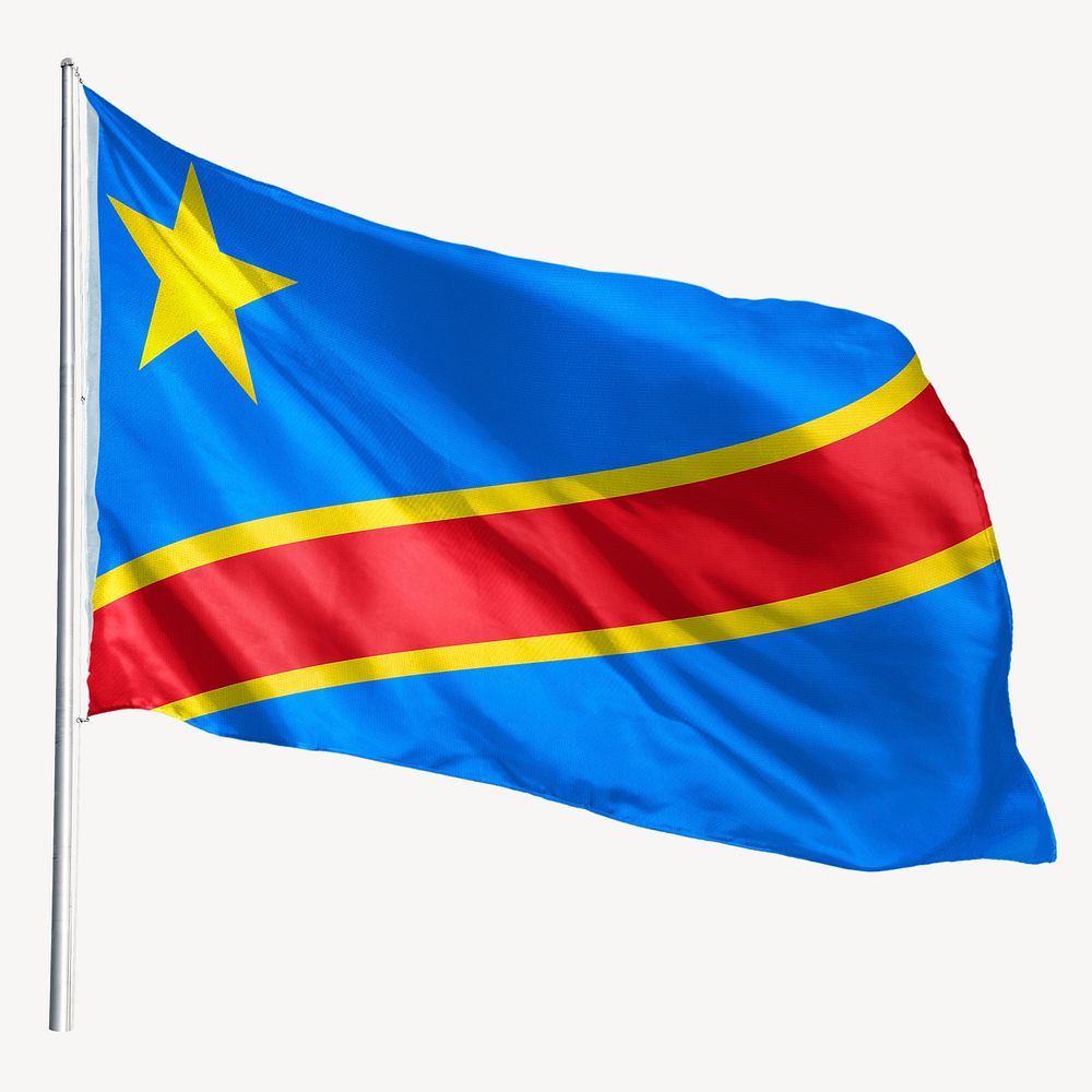 Waving Congo flag, national symbol graphic
