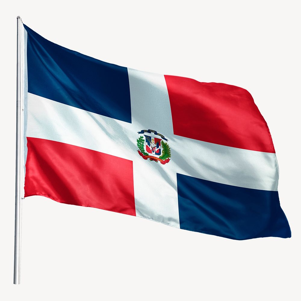 Waving Dominican Republic flag, national symbol graphic