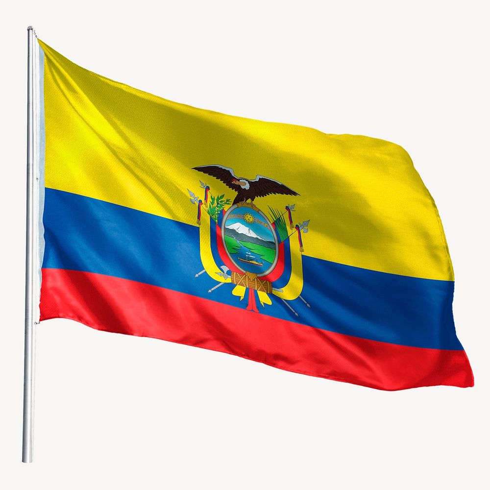 Waving Ecuador flag, national symbol graphic
