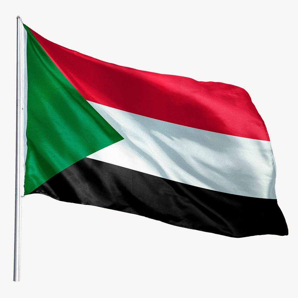 Waving Sudan flag, national symbol graphic