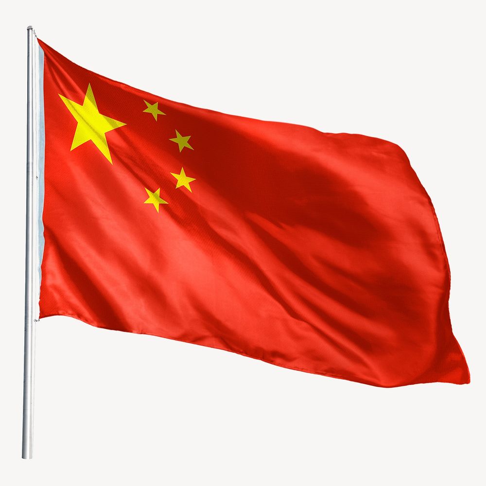 Waving China flag, national symbol graphic