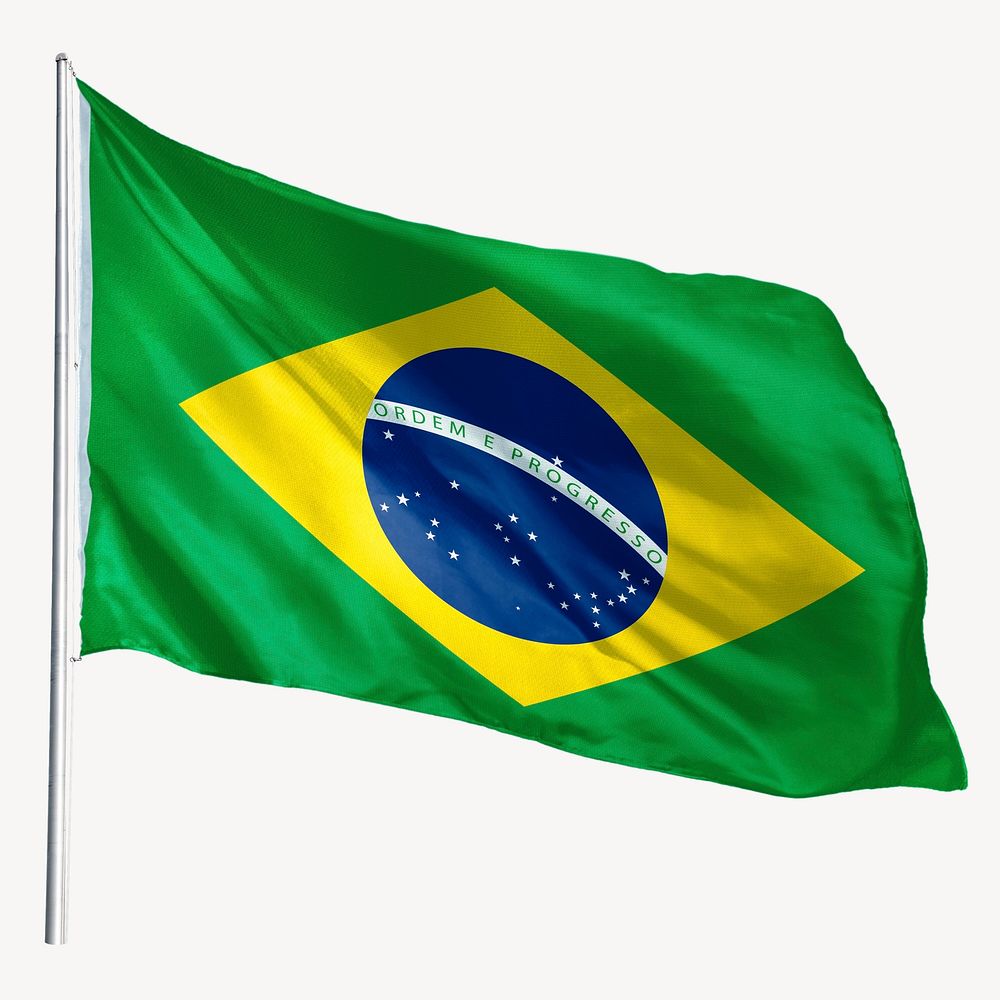 Waving Brazil flag, national symbol graphic