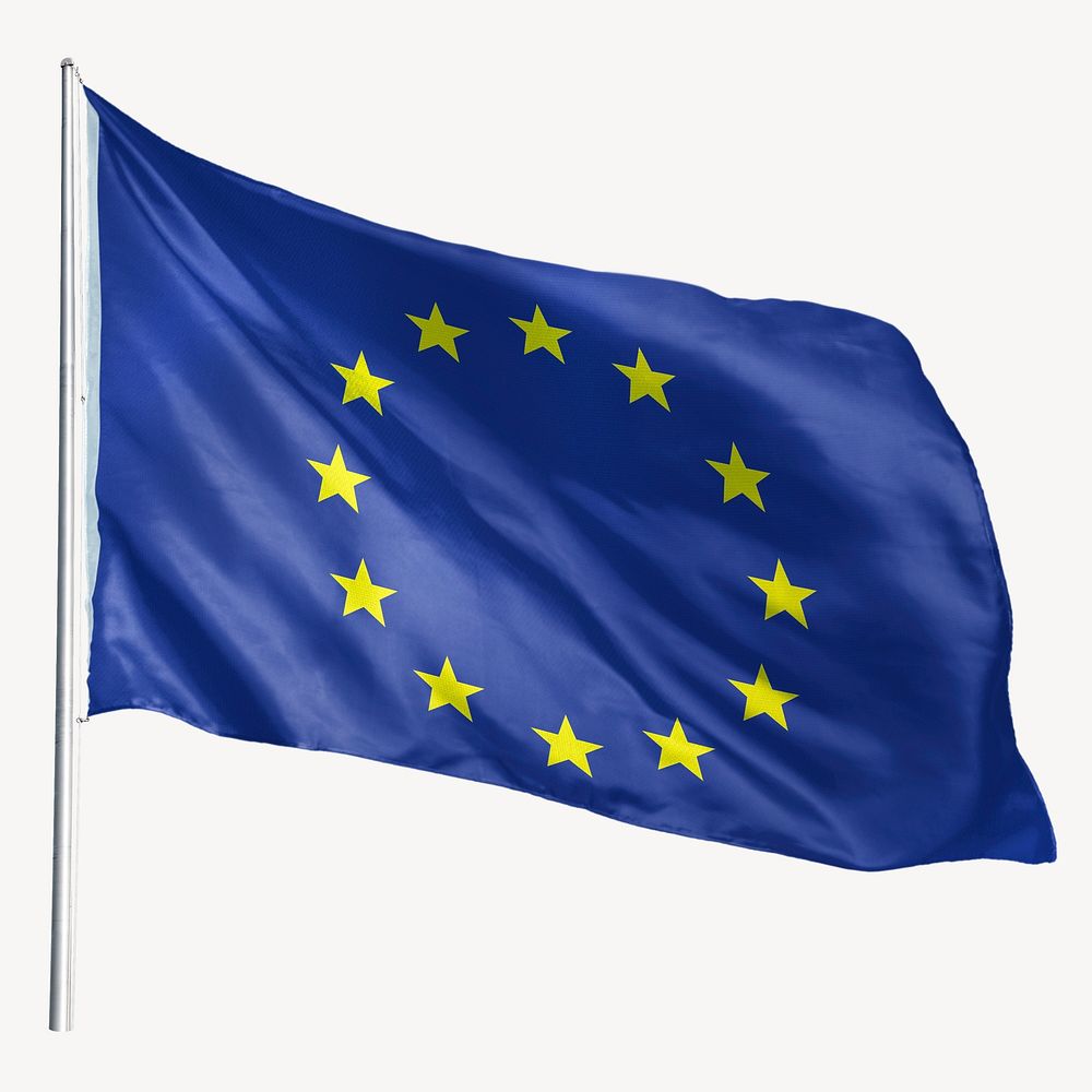Waving European union flag, national symbol graphic