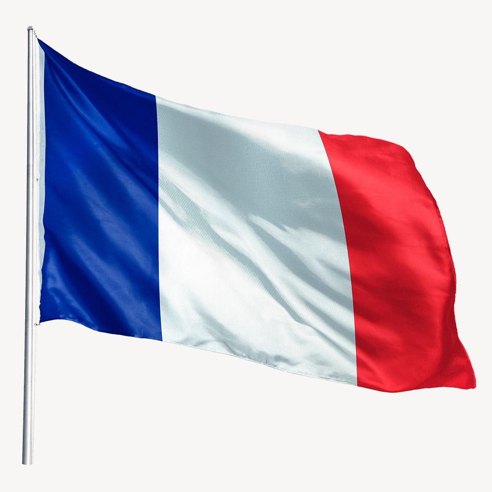Waving France flag, national symbol graphic
