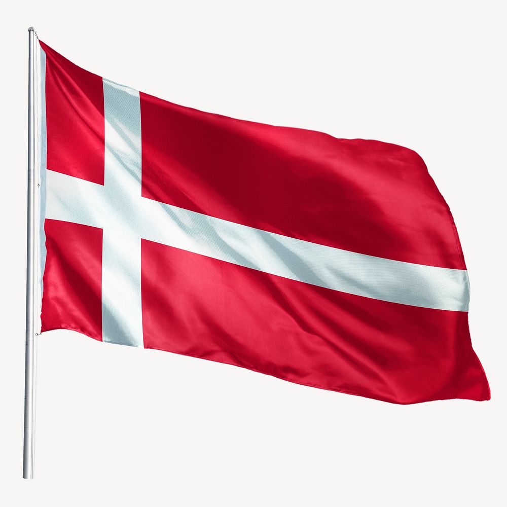 Waving Denmark flag, national symbol graphic
