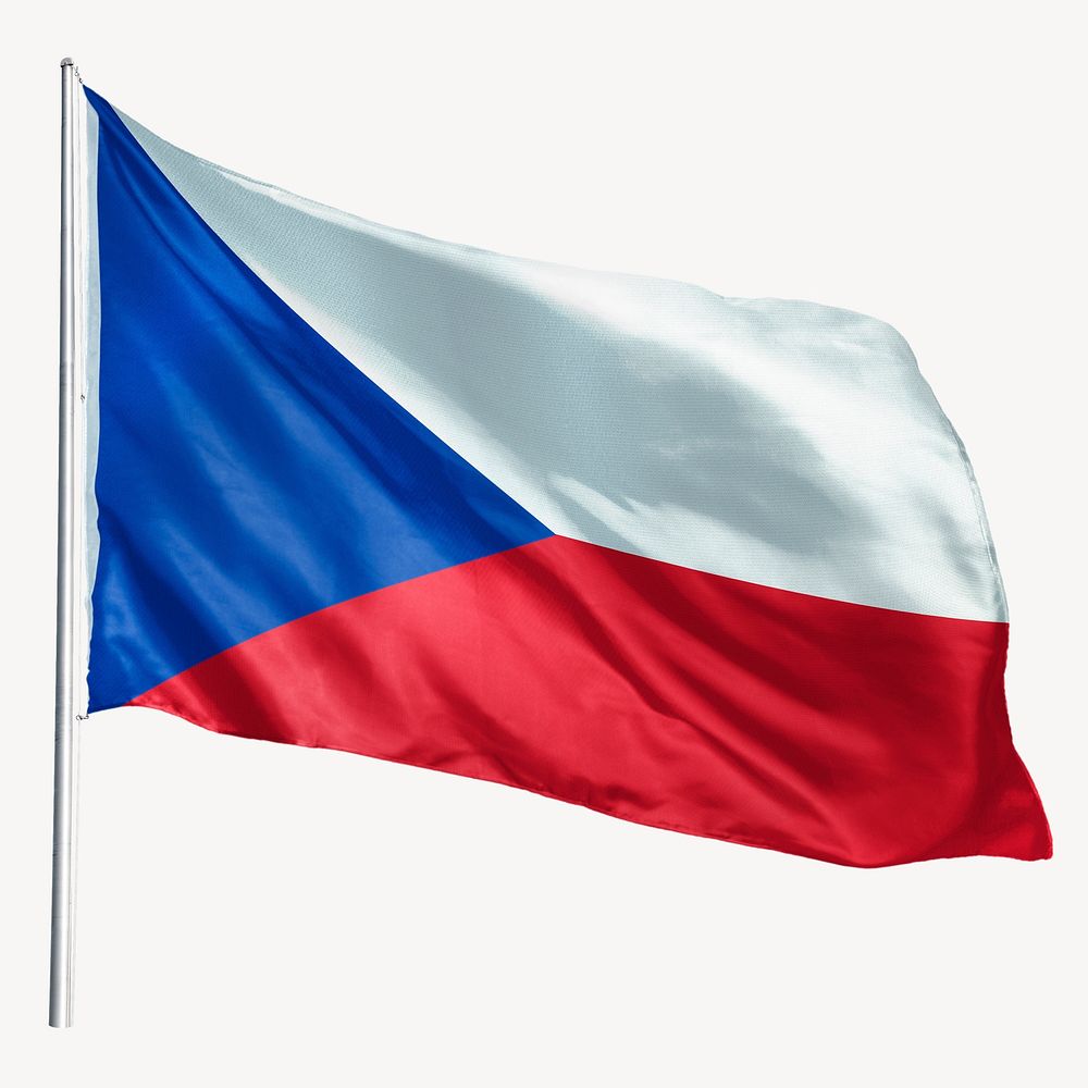 Waving Czechia flag, national symbol graphic