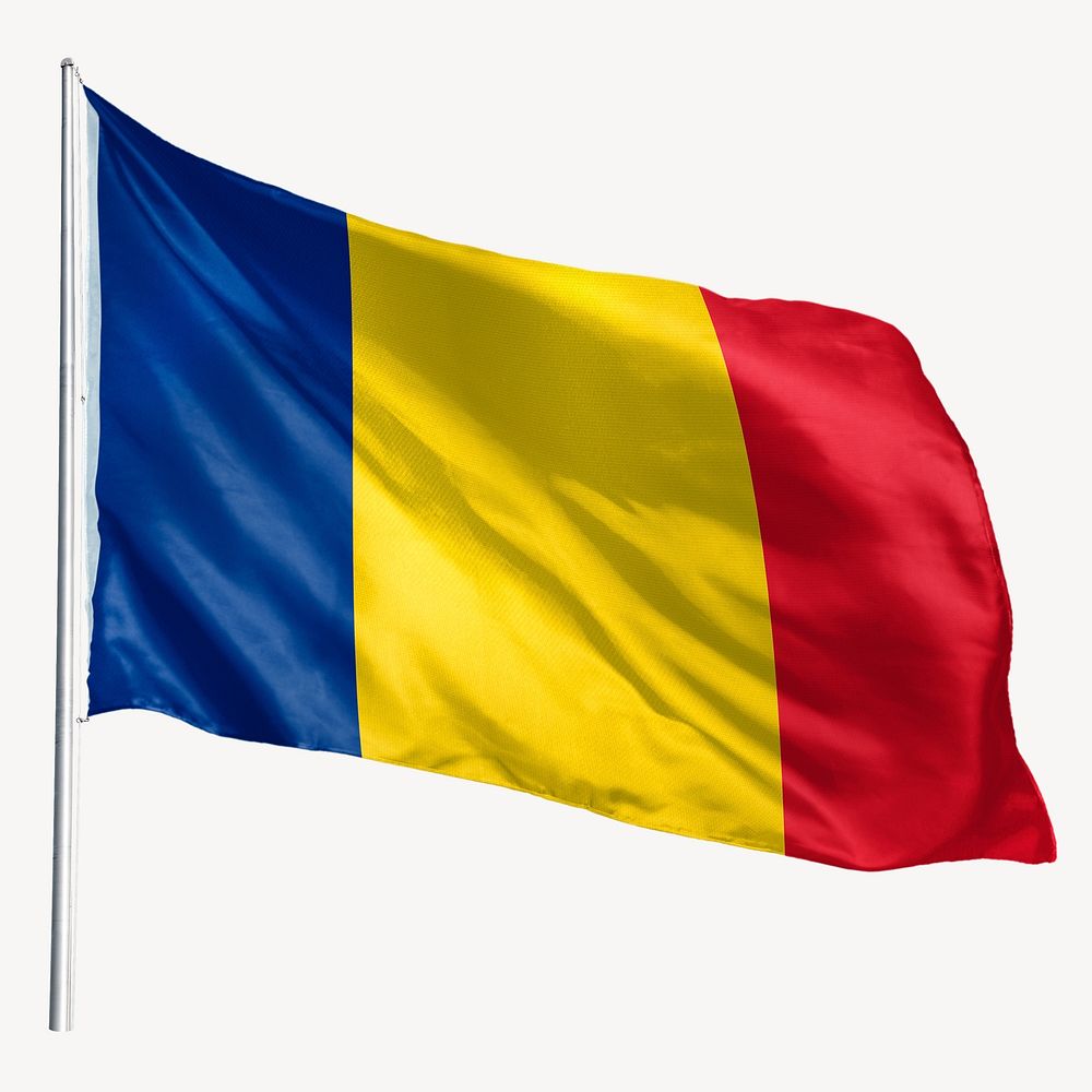 Waving Chad flag, national symbol graphic
