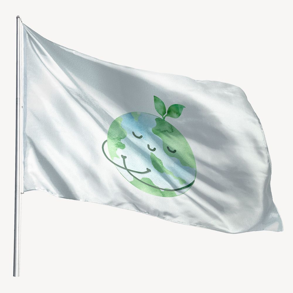 Waving Earth flag, national symbol graphic