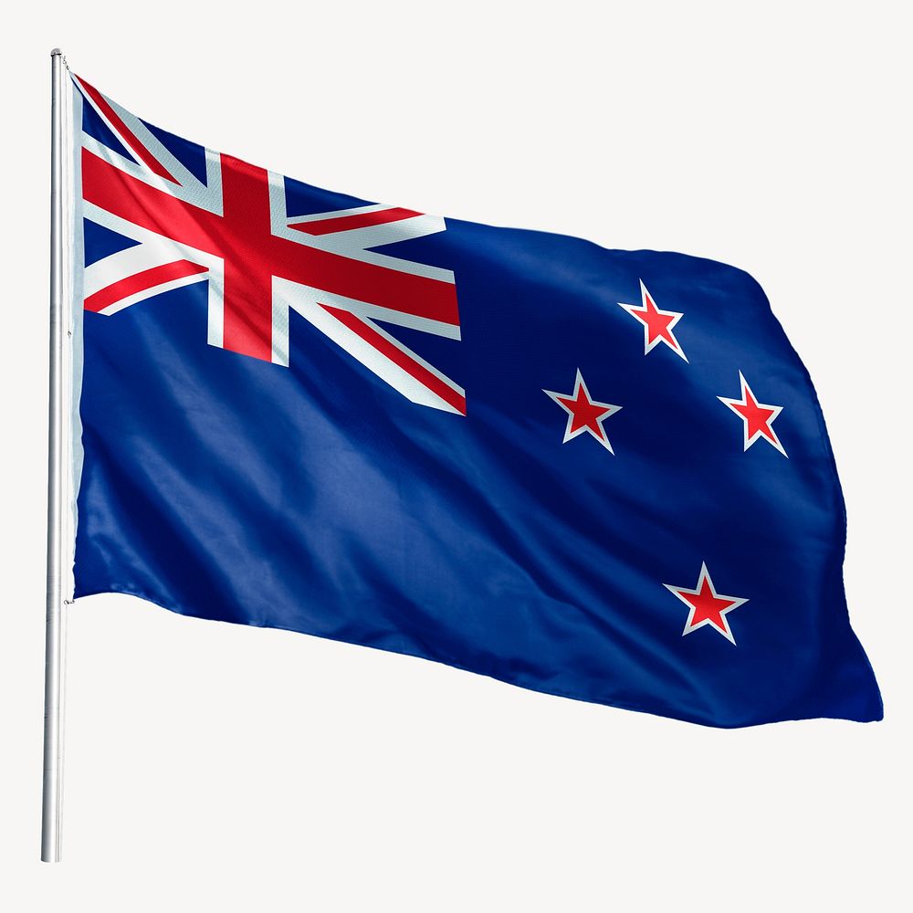 Waving New Zealand flag, national symbol graphic