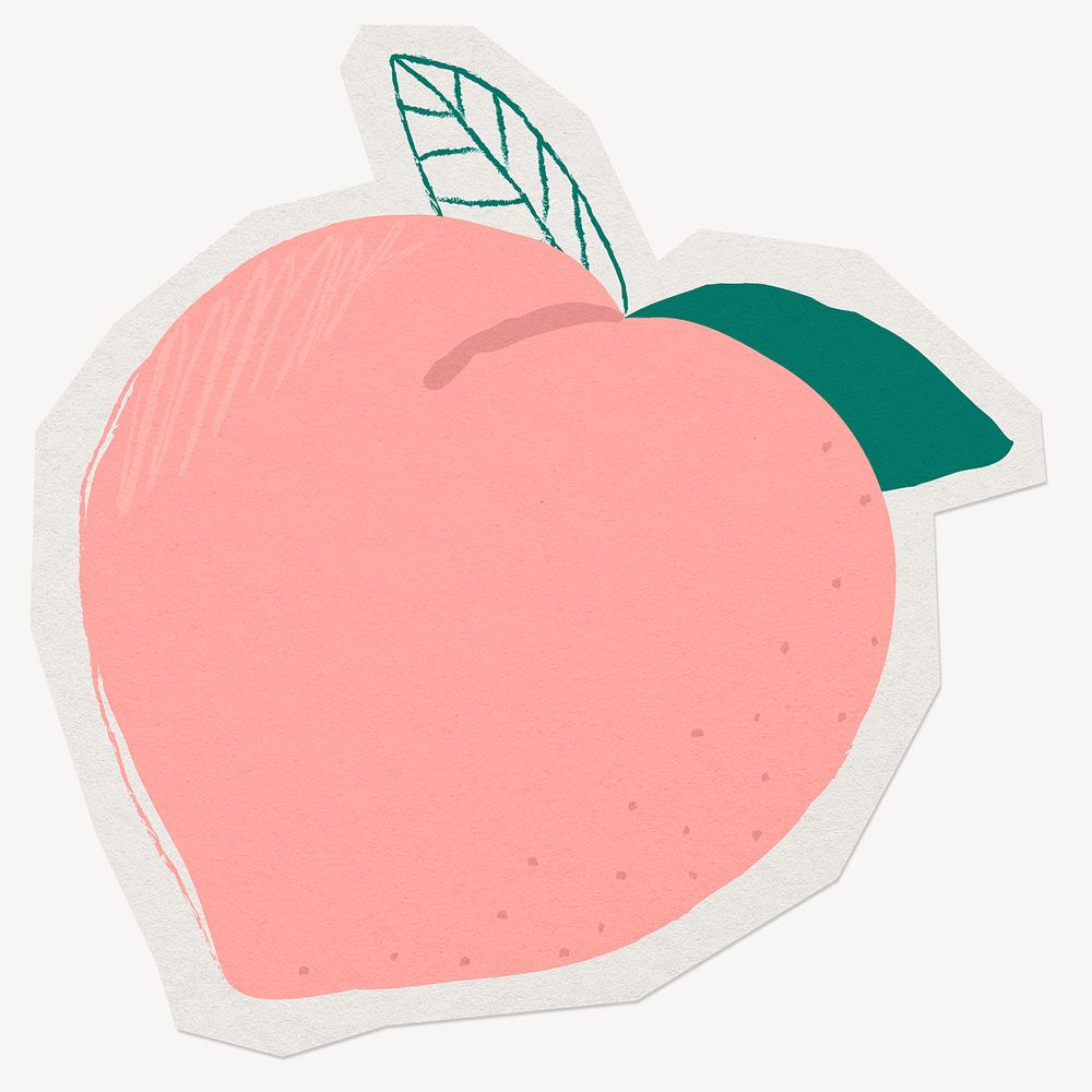 Cute peach sticker collage element, paper craft clipart