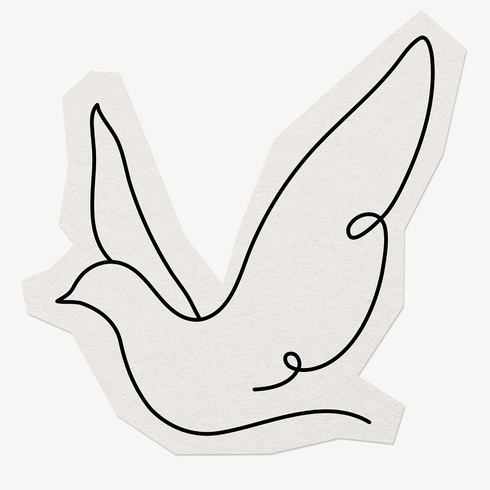 Dove bird, line art clipart sticker, paper craft collage element