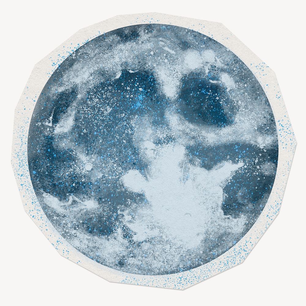 Moon clipart sticker, paper craft collage element