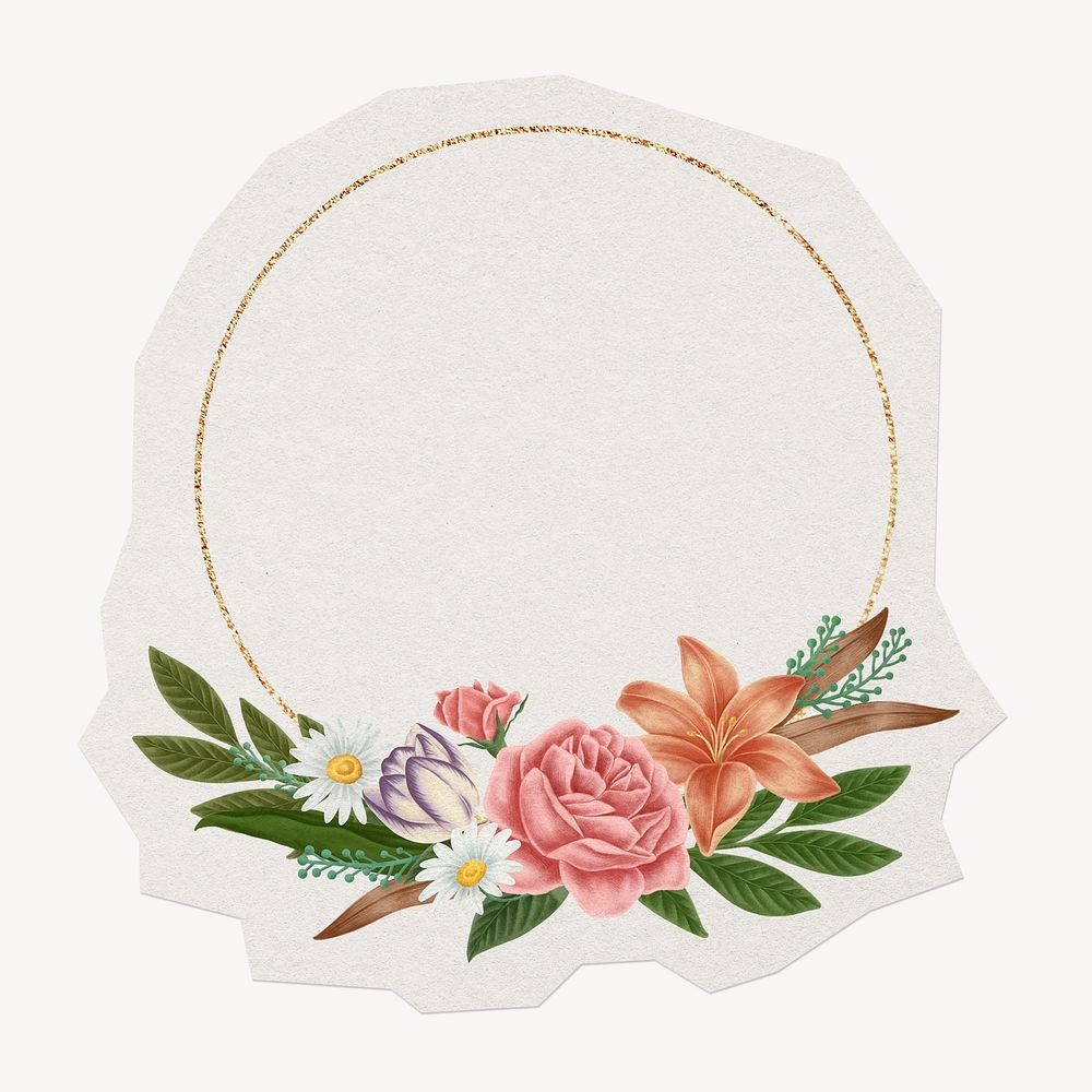Floral frame, round spring flower border