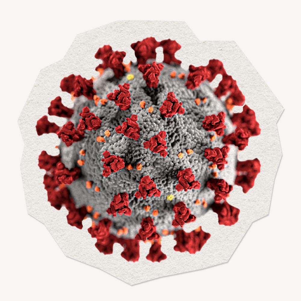 Coronavirus atom clipart sticker, paper craft collage element