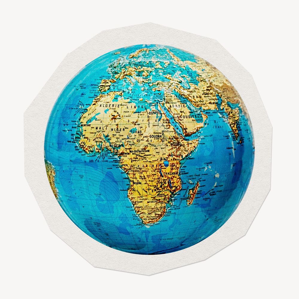 Earth globe clipart sticker, paper craft collage element
