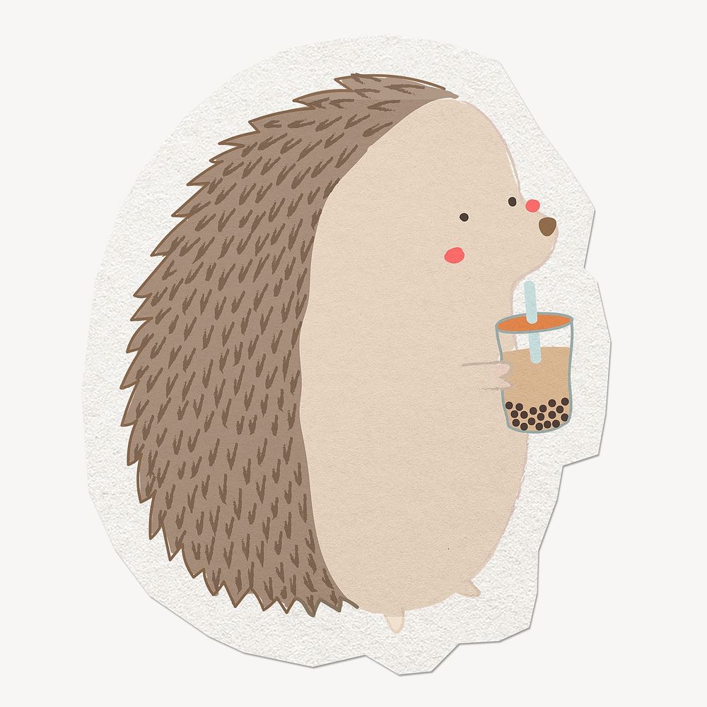 Cute hedgehog clipart sticker, paper craft collage element