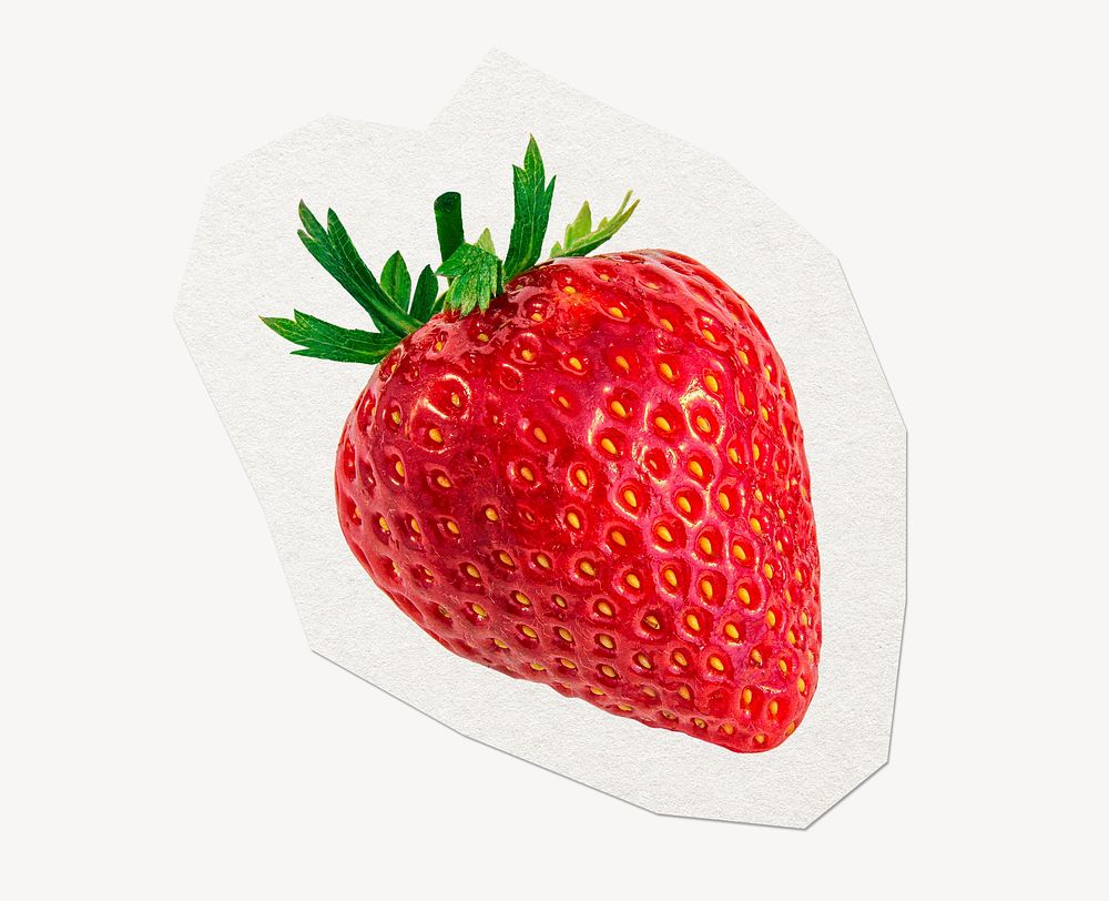 Strawberry sticker collage element, paper craft clipart