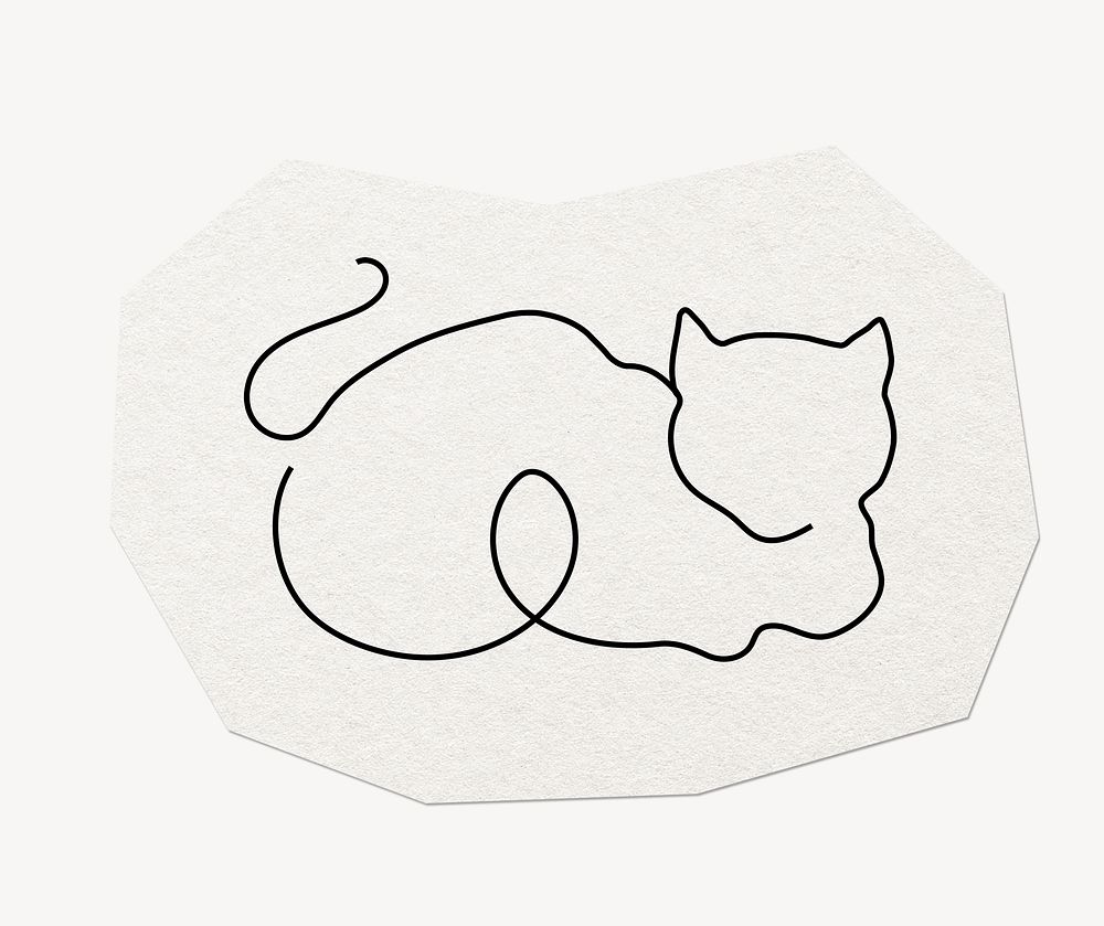 Cat line art sticker, pet animal illustration