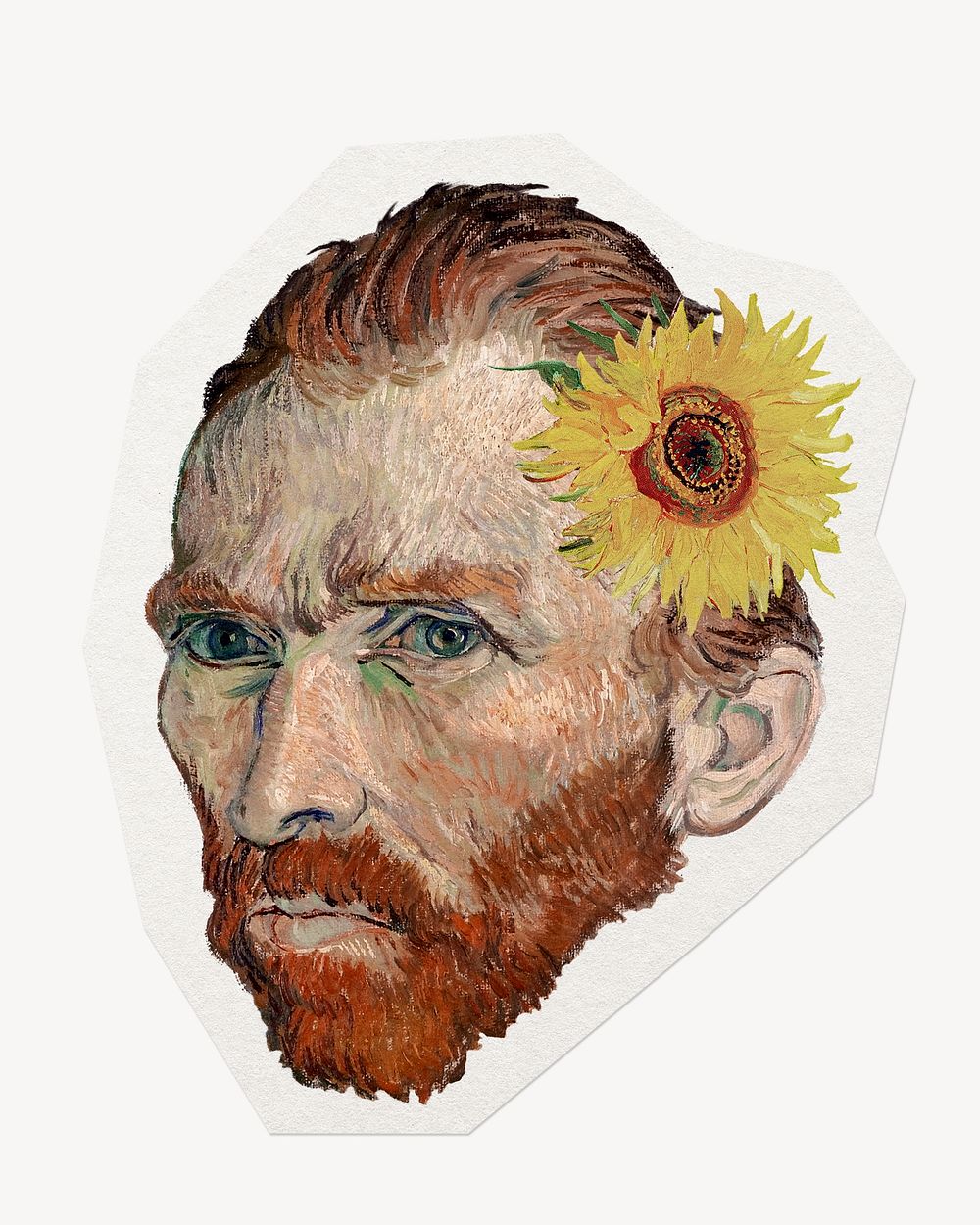 Van Gogh self portrait floral collage element, remix by rawpixel