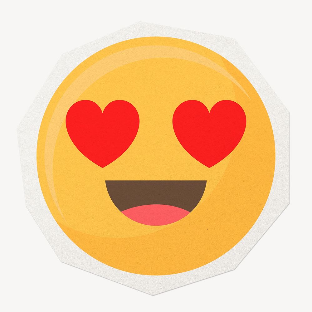 Heart eyes emoji sticker, social media collage element