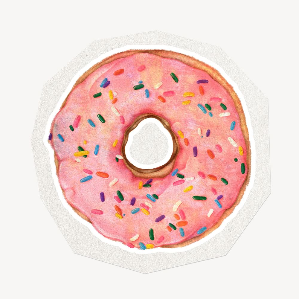 Donut dessert clipart sticker, paper craft collage element