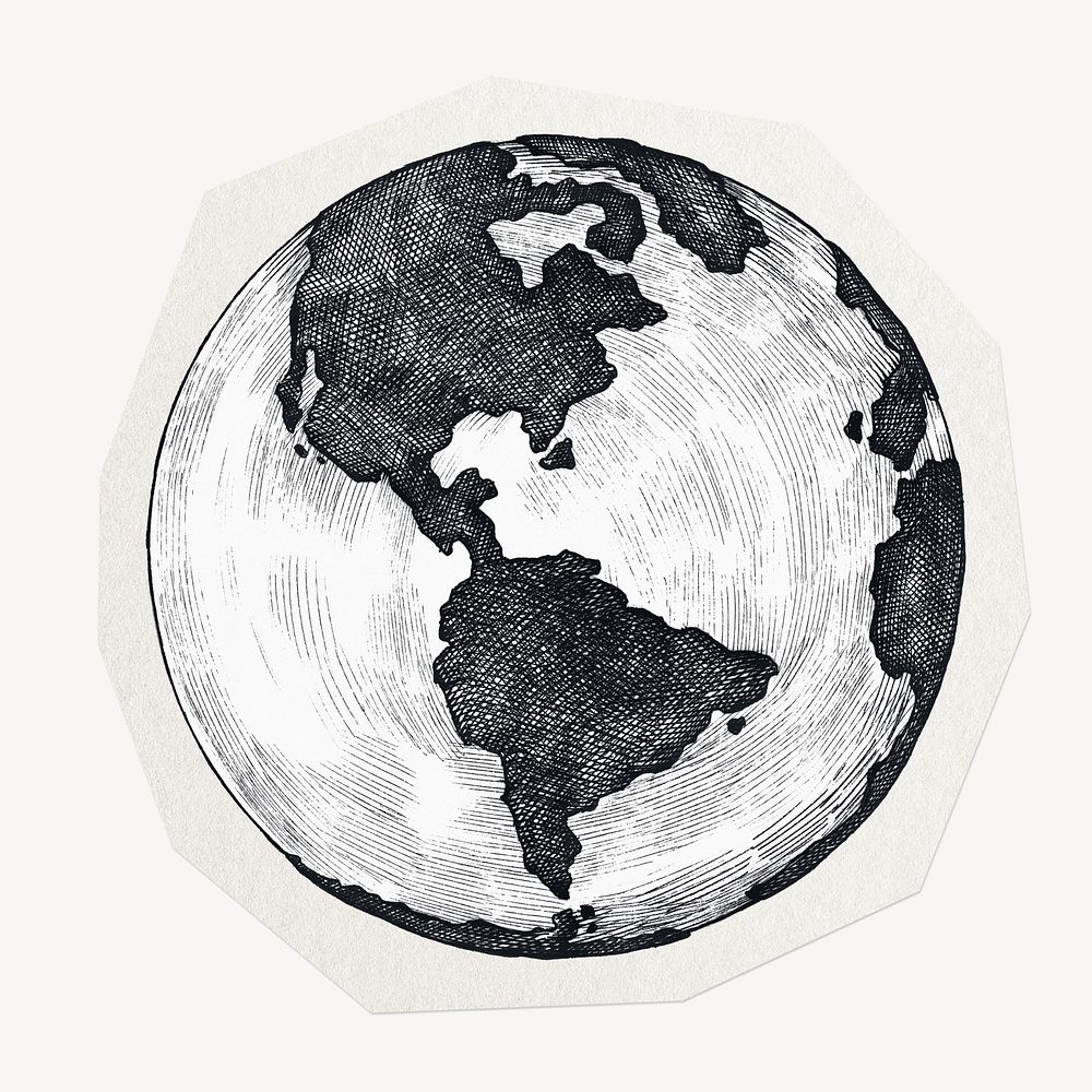 Earth illustration clipart sticker, paper craft collage element