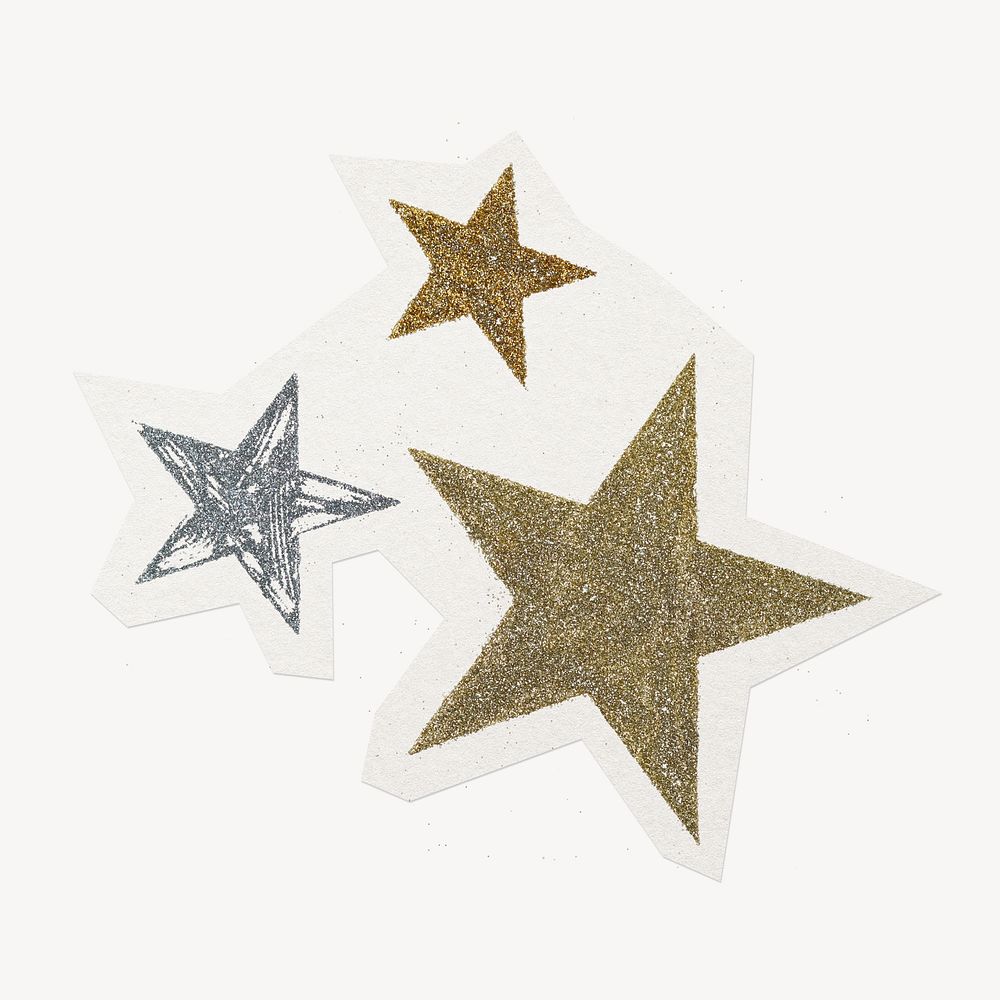 Festive stars clipart sticker, paper craft collage element