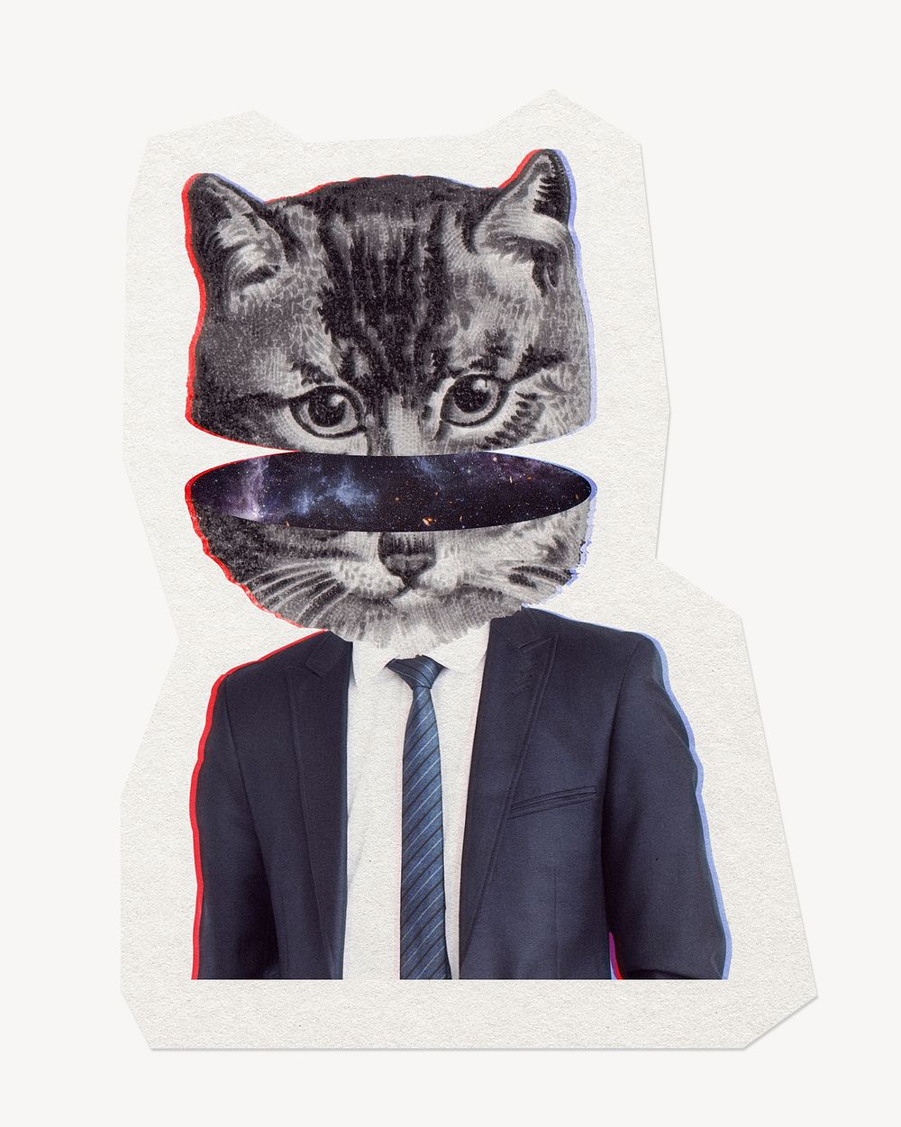 Business cat clipart sticker, paper craft collage element