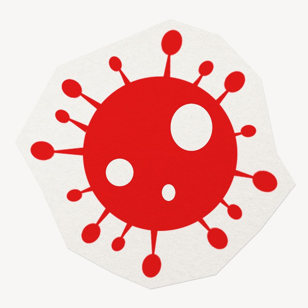 Virus icon clipart sticker, paper craft collage element