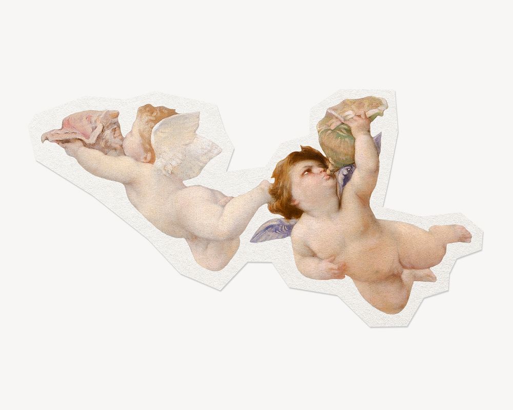 Angels, cherubs clipart sticker, paper craft collage element