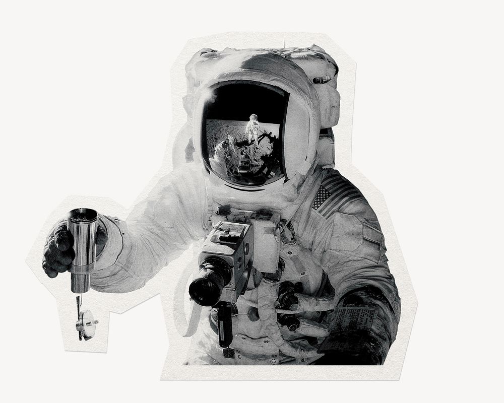 Astronaut clipart sticker, paper craft collage element