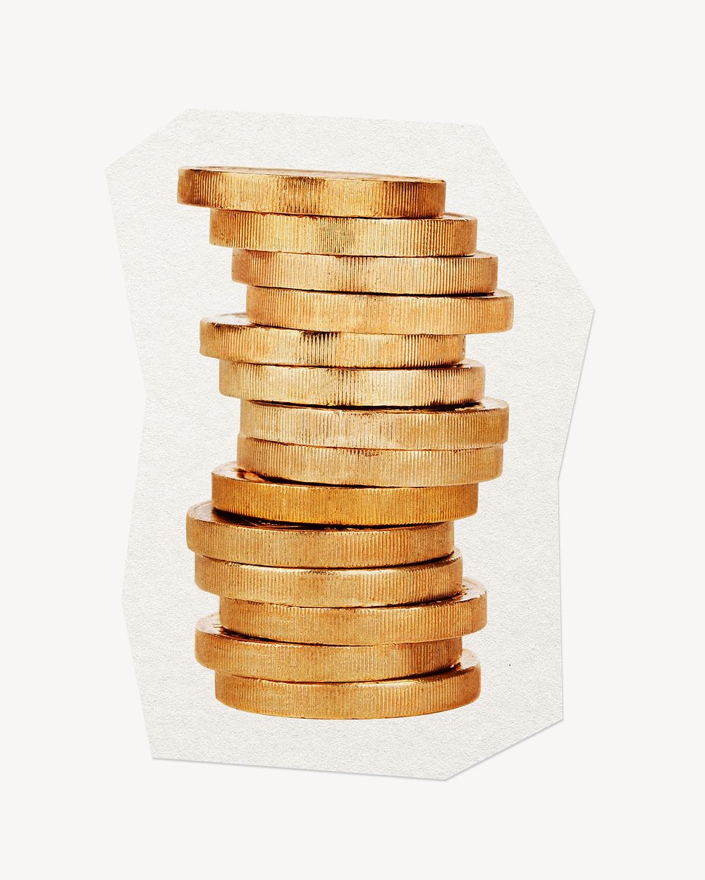 Wealth, gold coins clipart sticker, paper craft collage element