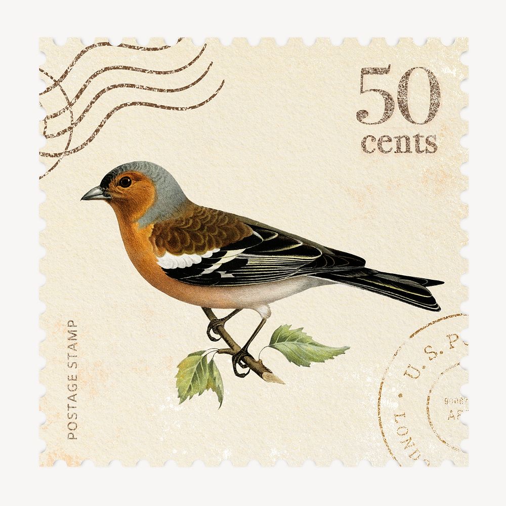 Bird postage stamp, vintage design