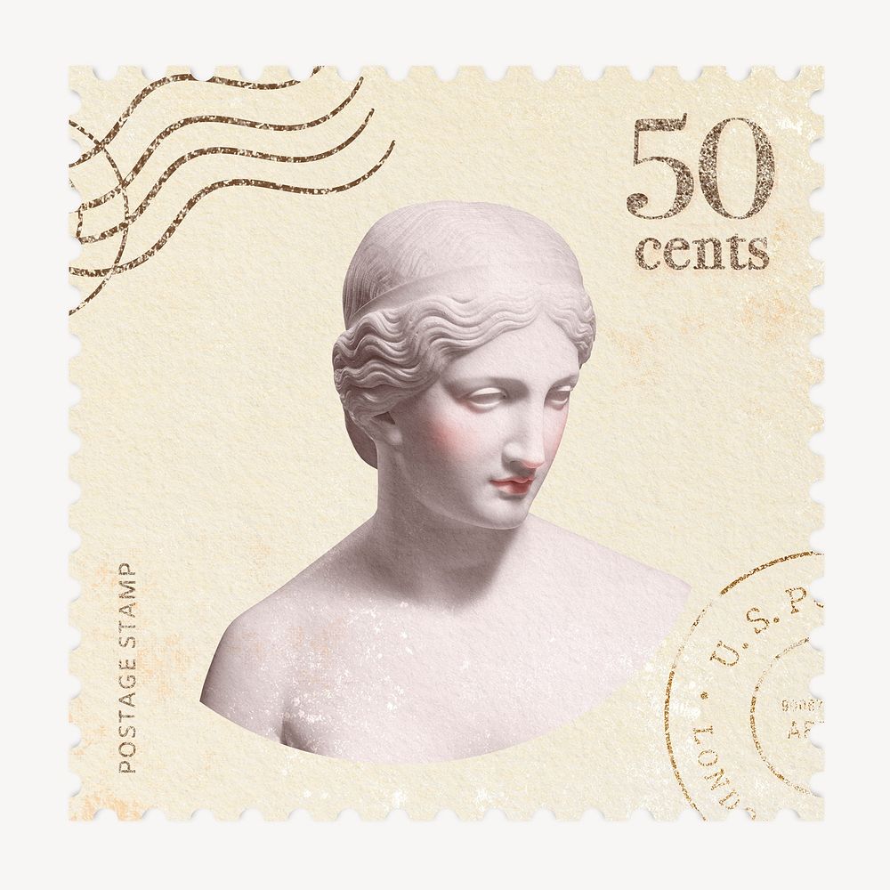 Greek goddess postage stamp, vintage design