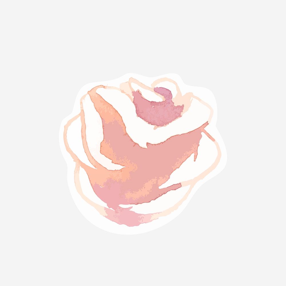 Pink rose vector watercolor journal sticker