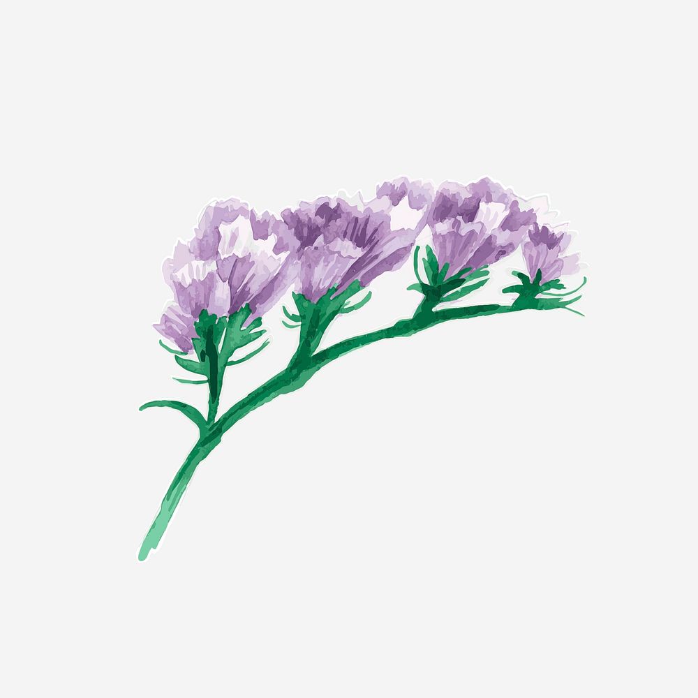 Purple floral vector watercolor decorative sticker