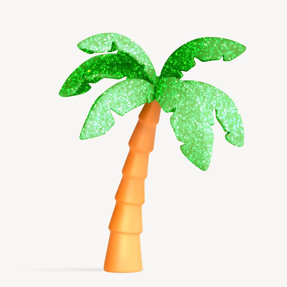 Coconut tree collage element, 3D summer design psd
