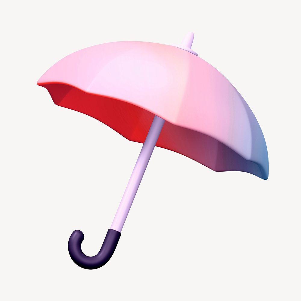Pink gradient umbrella collage element, 3D summer design psd