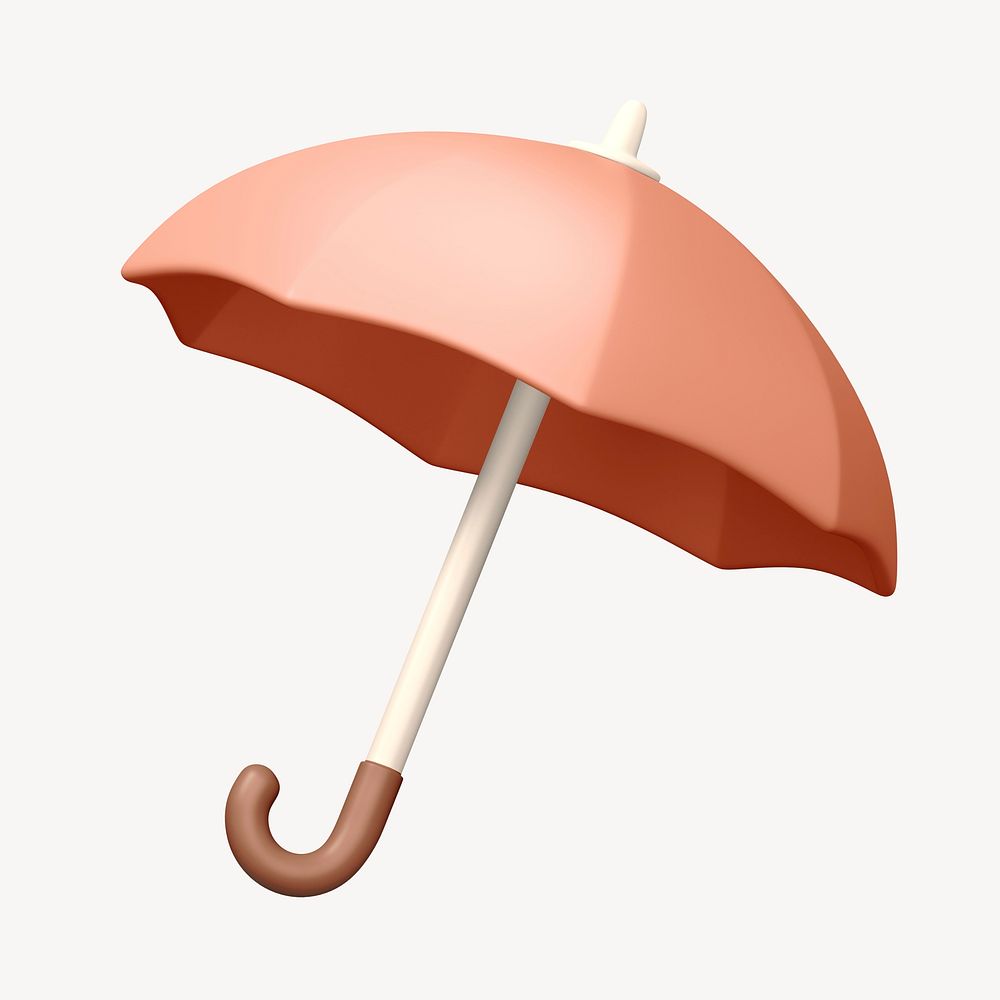 Beige umbrella collage element, 3D summer design psd
