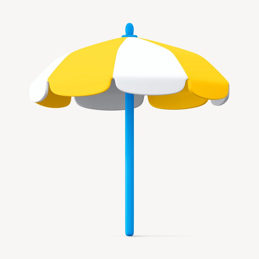 3D yellow beach umbrella, summer concept