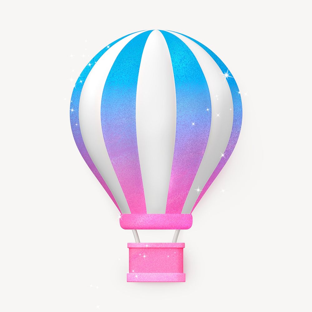 Aesthetic air balloon collage element, 3D summer design psd