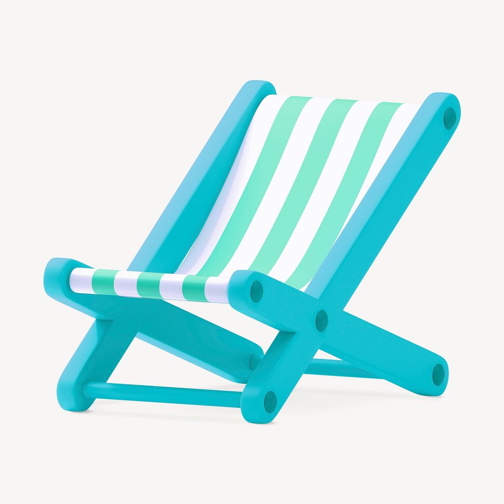 3D green folding chair, summer concept