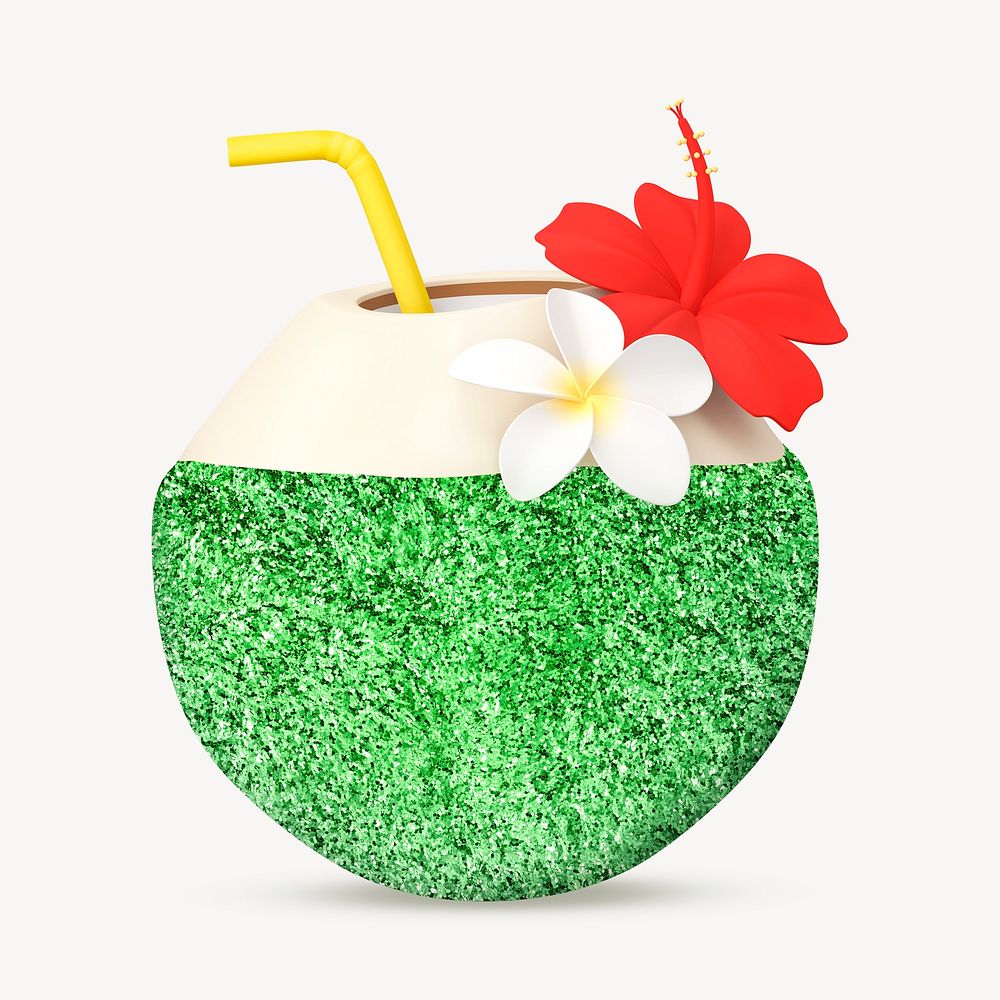 3D aesthetic coconut drink, summer concept