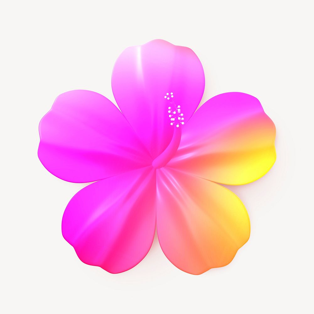 3D gradient hibiscus, summer concept