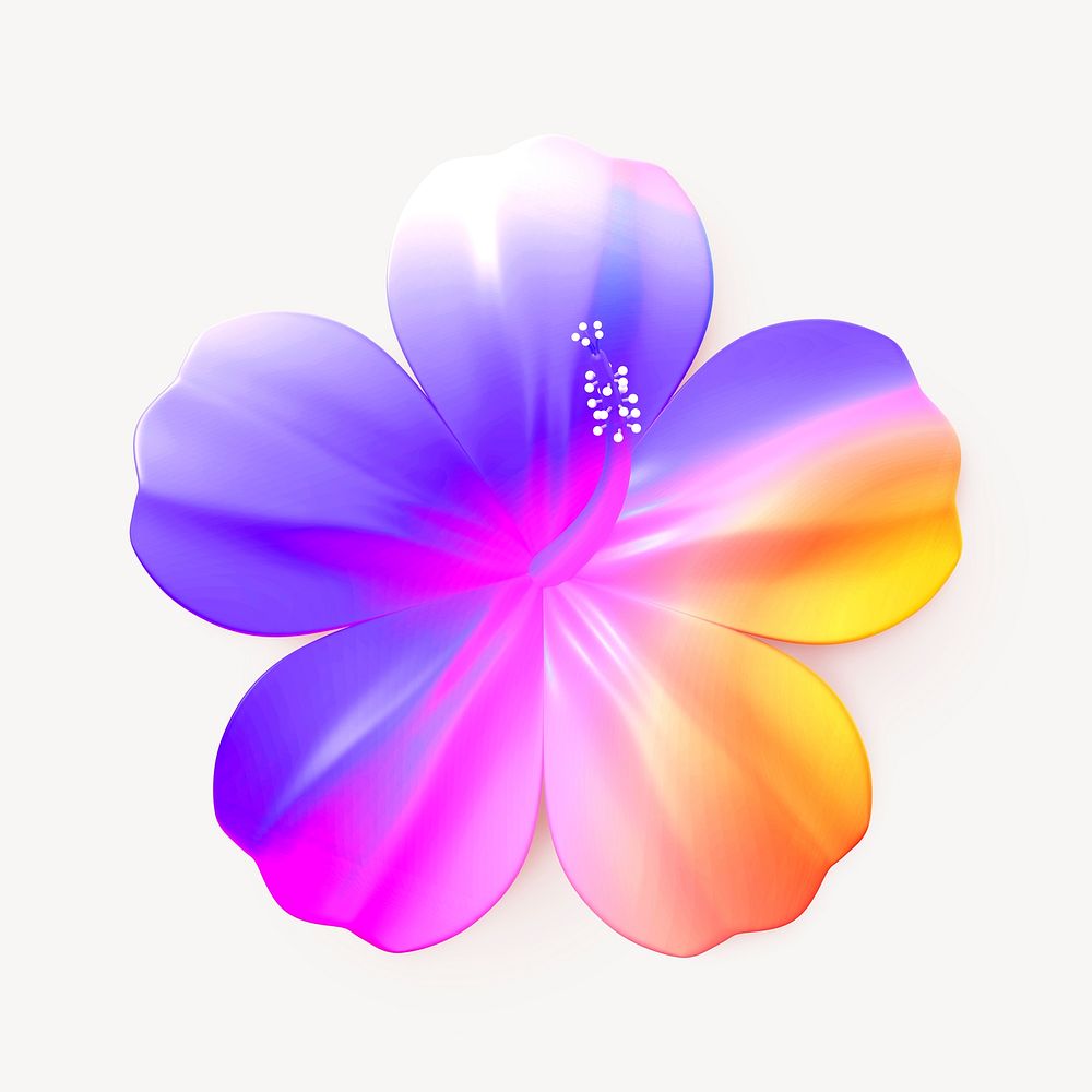 3D colorful hibiscus, summer concept