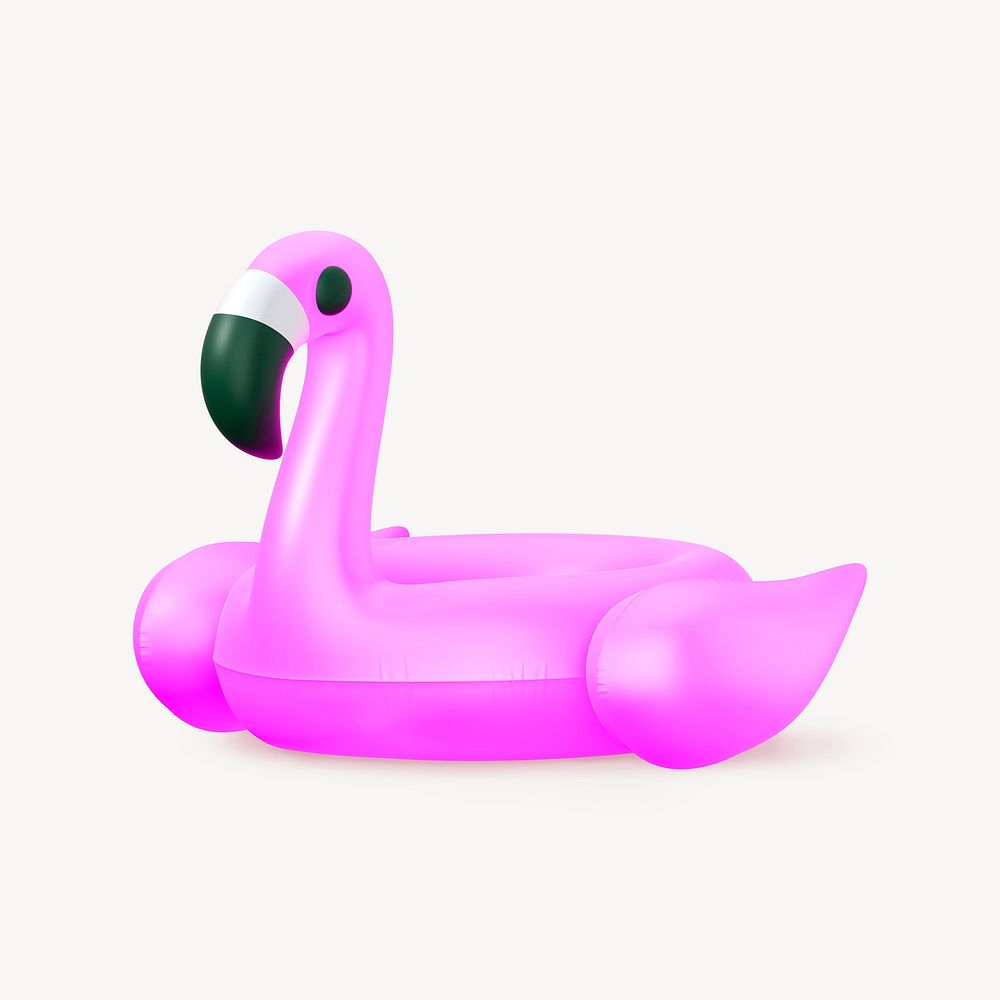 Inflatable flamingo floatie collage element, 3D summer design psd